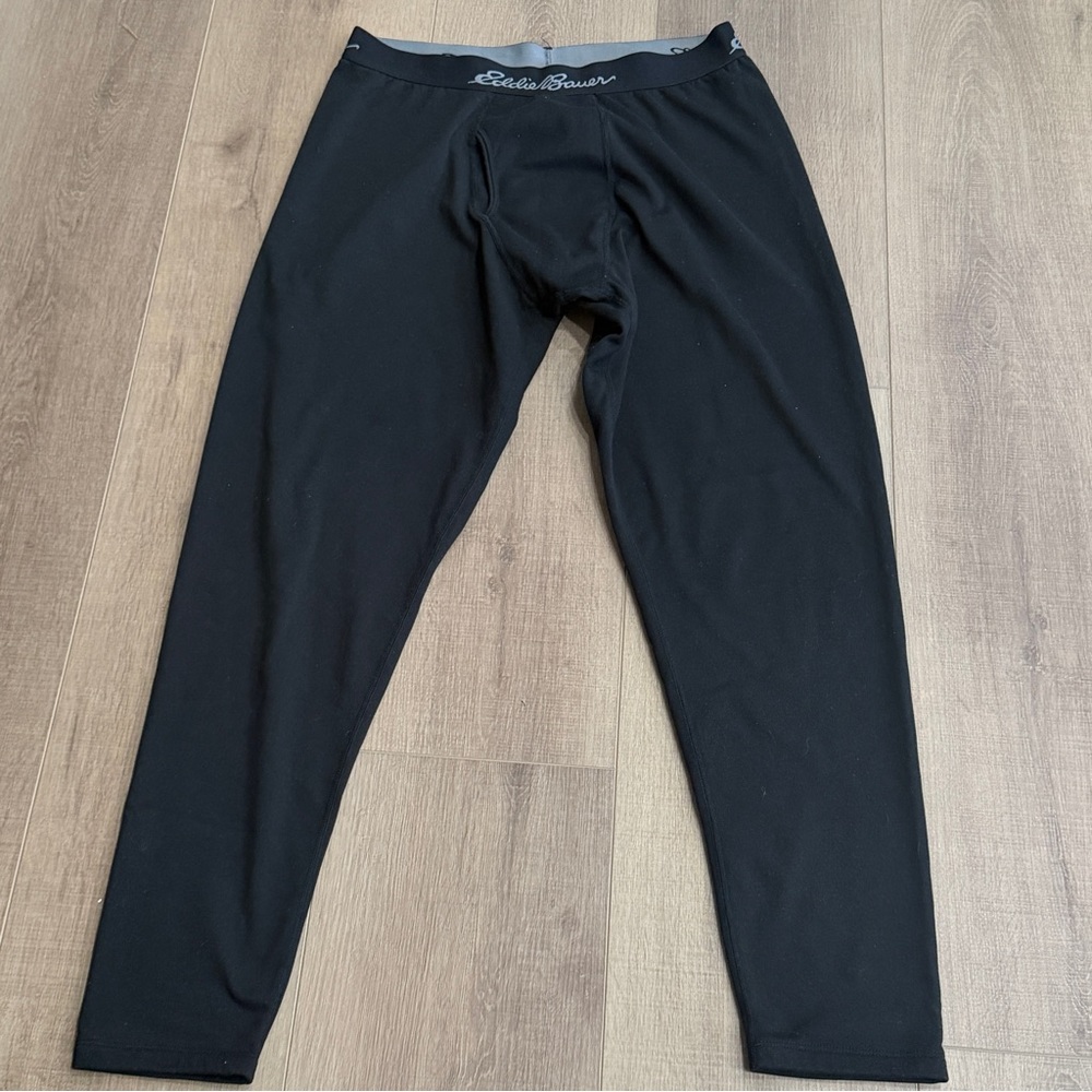 Eddie Bauer Men Large Thermal Base Layer leggings Black Polyester